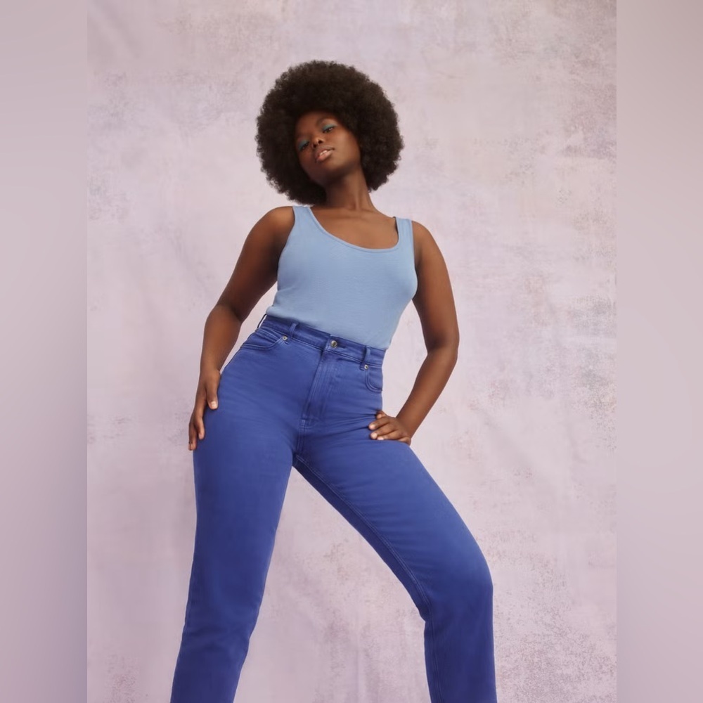 NWT Everlane Women's The Way-High Colored Jean Size 23T Organic Cotton Blue